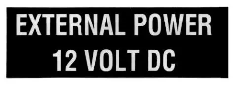 Schriftzug EXTERNAL POWER 12 VOLT
