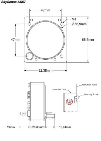 Kombi Instrument (Fahrt/H�he/Vario) SkySense AS57 / AS80