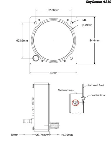Kombi Instrument (Fahrt/H�he/Vario) SkySense AS57 / AS80