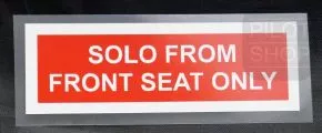 Schriftzug SOLO FROM FRONT SEAT ONLY